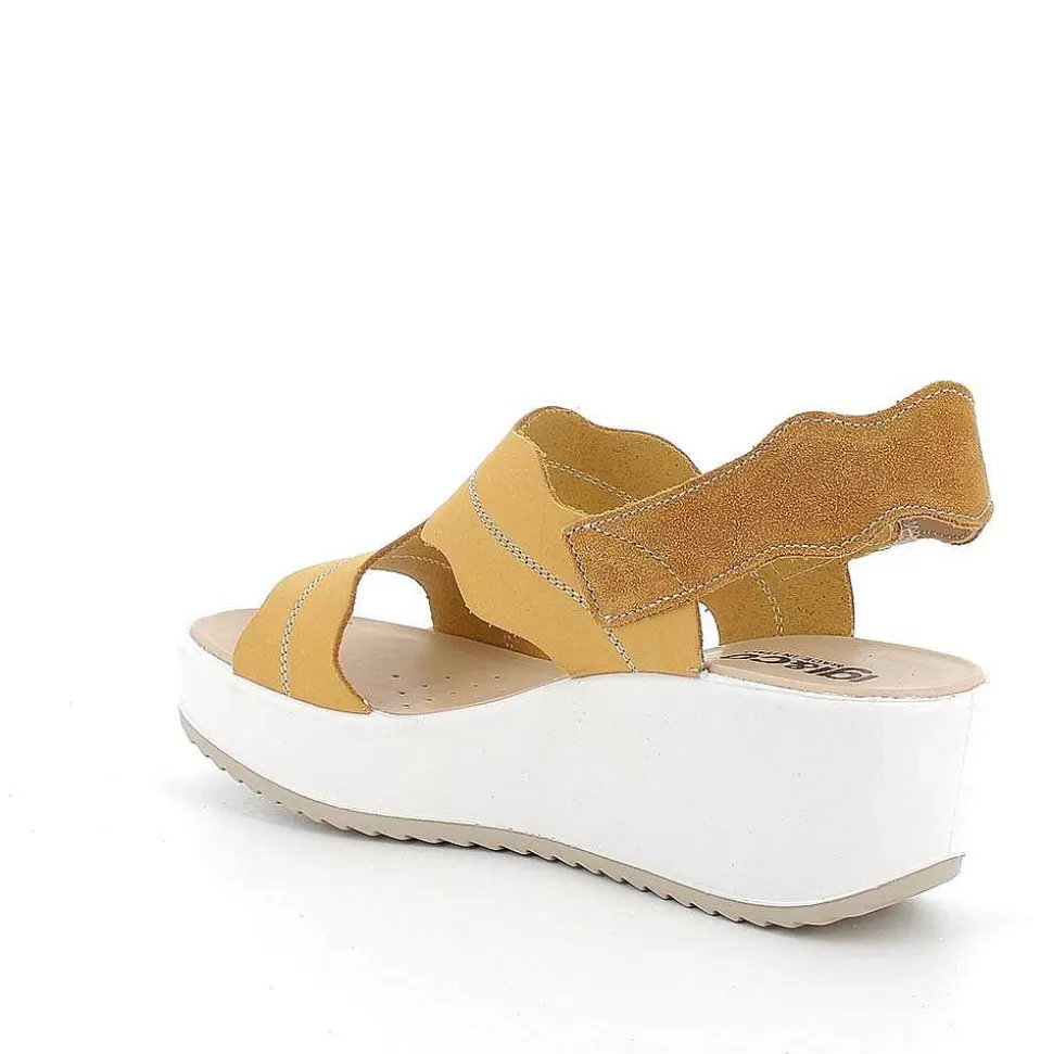 Yellow Women'S Leather Wedge Sandals-Igi&Co Store