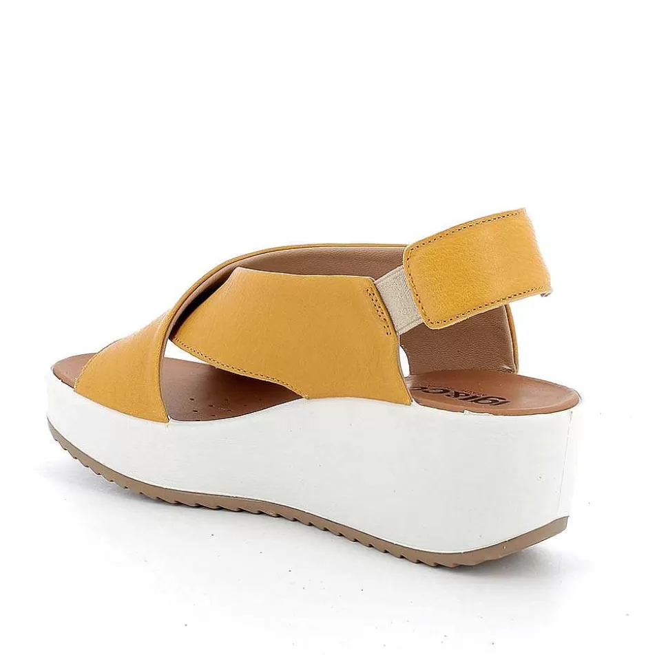 Yellow Women'S Leather Wedge Sandals-Igi&Co Sale